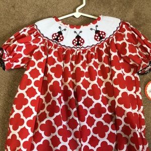 Southern Tots ladybug smocked bubble.